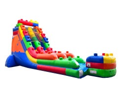 18' Tall Building Block Wet/Dry Inflatable Slide